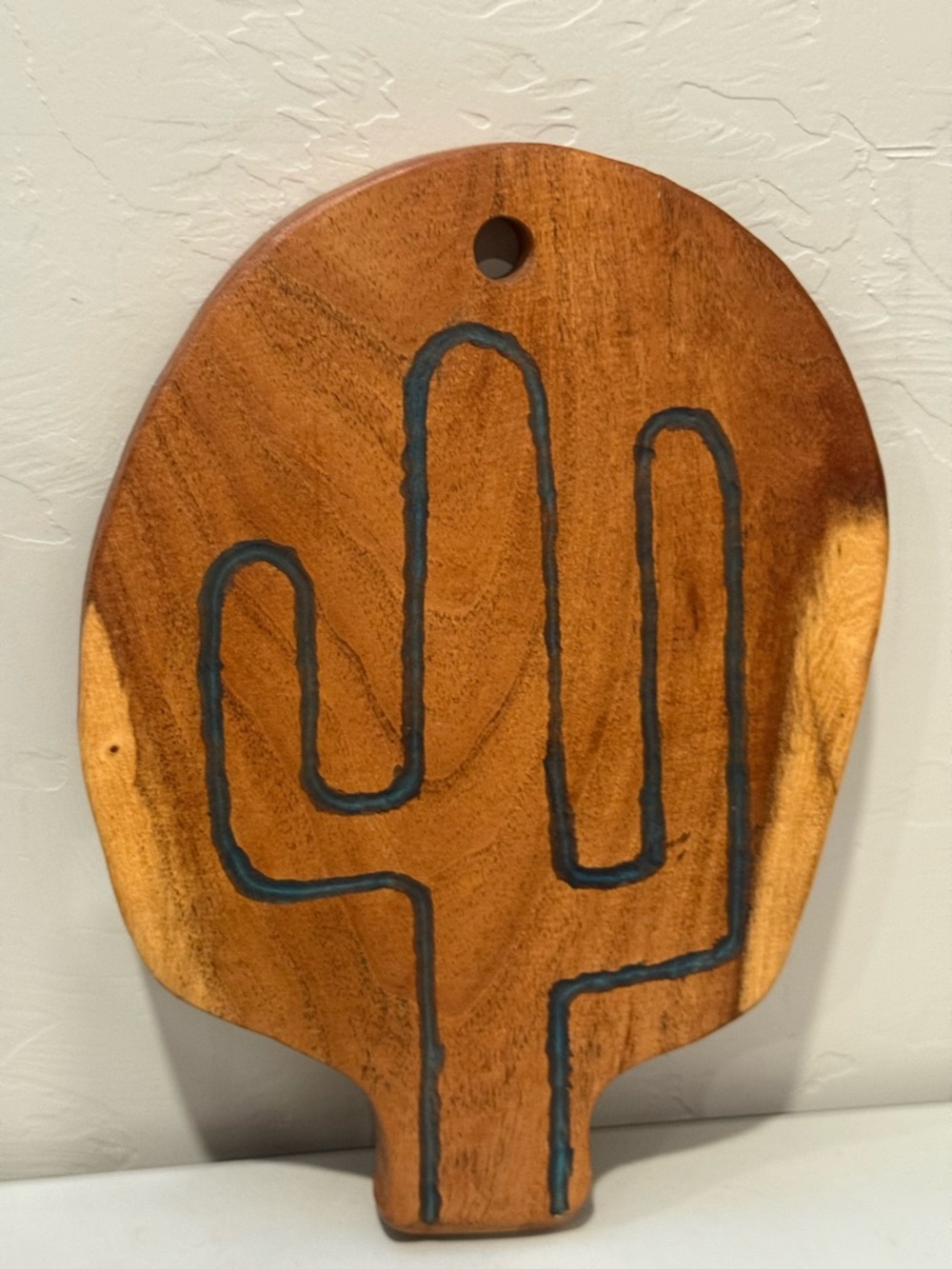 Handmade Solid Wood Butcher Block Cutting Board Decorative Cactus 12 x 9” wall